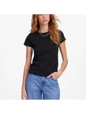 Madewell Women's Slim Shrunken Tee Black 100% Cotton Slim Fit Size M NWT